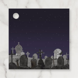 Gruseliger Halloween-Friedhofs-Hintergrund Geschenkanhänger