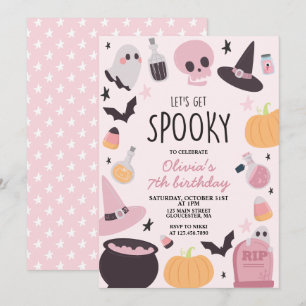 Gruseliger Halloween-Geburtstag Pink Einladung