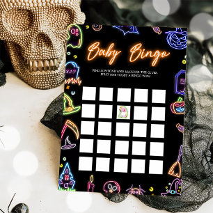 Gruseliger Halloween-Glüh-Dunkel-Bingo-Spielkarte Einladung