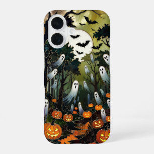 Gruseliger Halloween-Handyhülle-Geist-Kürbis-Wald iPhone 16 Hülle