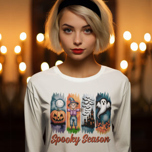 Gruseliger Halloween-Herbst Pinselstriche T-Shirt