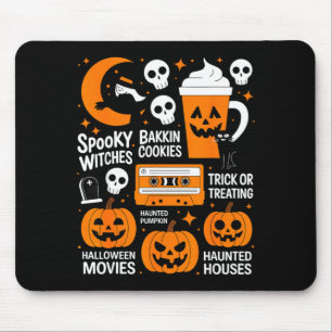 Gruseliger Halloween-Hexen-Kürbis dunkle Katze Ret Mousepad