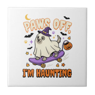 Gruseliger Halloween-Hund-Skate-Ride Fliese