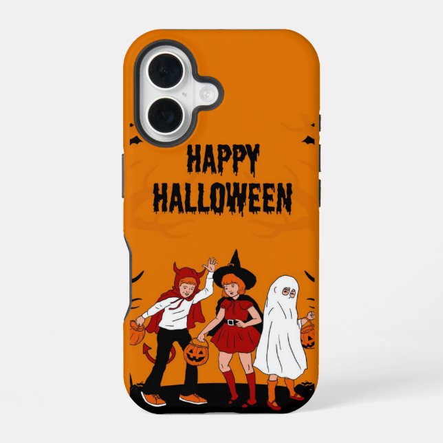 Gruseliger Halloween iPhone 16 Hülle – Kürbis, Gei (Rückseite)