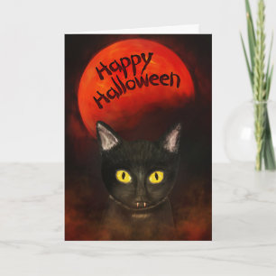 Gruseliger Halloween-Kater Karte