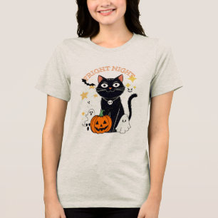 Gruseliger Halloween-Kater Tri-Blend Shirt