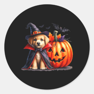 Gruseliger Halloween-Kostüm-Kürbis-Hund Runder Aufkleber