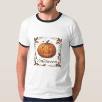 Gruseliger Halloween-Kürbis-Herbstblattrahmen