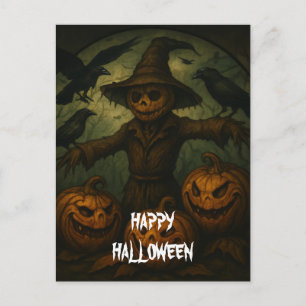 Gruseliger Halloween-Kürbis-Hexen-Schreckensnacht Postkarte