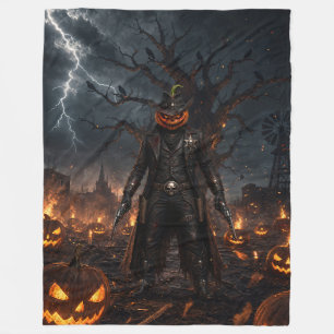 Gruseliger Halloween-Kürbis-Sheriff-Cowboy-Blitz Fleecedecke