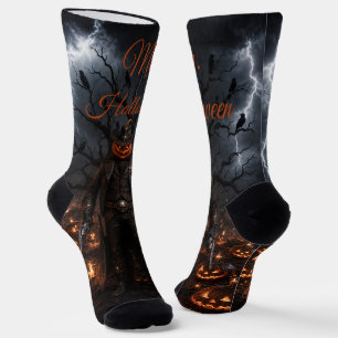 Gruseliger Halloween-Kürbis-Sheriff-Cowboy-Blitz Socken