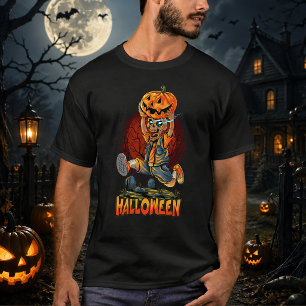 Gruseliger Halloween-Kürbis-Skelett-Horror T-Shirt