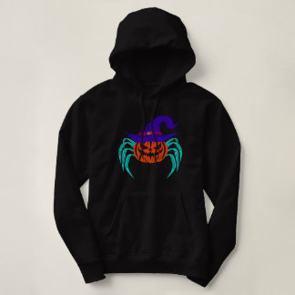 Gruseliger Halloween-Kürbis-Spinne-und-Hexenhut-Ku Hoodie