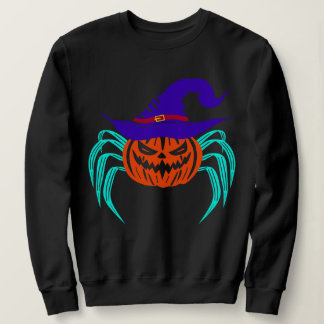 Gruseliger Halloween-Kürbis-Spinne-und-Hexenhut-Ku Sweatshirt