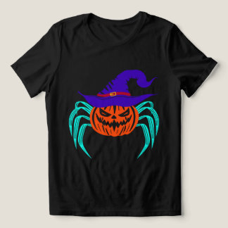 Gruseliger Halloween-Kürbis-Spinne-und-Hexenhut-Ku Tri-Blend Shirt