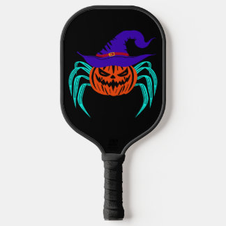 Gruseliger Halloween-Kürbis-Spinnen- und Hexenhut- Pickleball Schläger