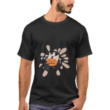 Gruseliger Halloween-Kürbis-T-Shirt mit Spritz-Eff