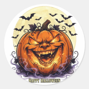 Gruseliger Halloween-Kürbis Vollmond Runder Aufkleber