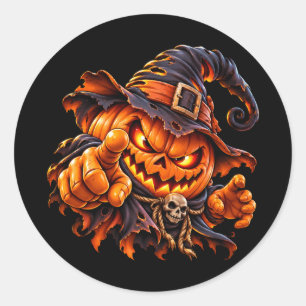 Gruseliger Halloween-Kürbis zeigt Finger Aufkleber