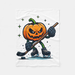 Gruseliger Halloween-Kürbis zeigt Hockey-Fähigkeit Fleecedecke