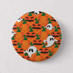 Gruseliger Halloween-Kürbisfeld-Geister Button