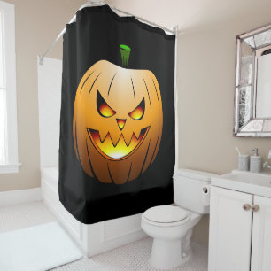 Gruseliger Halloween-Kürbiskopf Duschvorhang