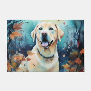 Gruseliger Halloween-Labrador mit Kürbissen Fußmatte