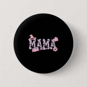 Gruseliger Halloween Mama Varsity Mom Pastell Rosa Button