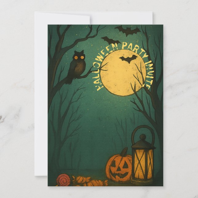 Gruseliger Halloween-Mondlicht Einladung (Vorderseite)