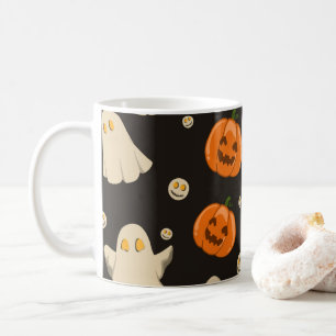 Gruseliger Halloween-Nacht-Geister- und Kürbis-Bec Kaffeetasse