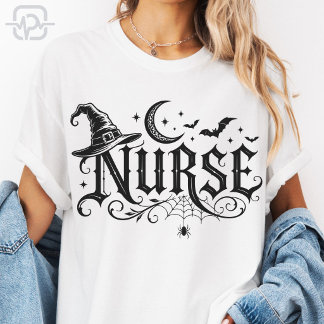 Gruseliger Halloween-Nurse-Henkerhut-Mond-Fledermä T-Shirt