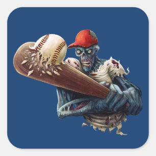 Gruseliger Halloween-Schläger für Zombie-Baseball  Quadratischer Aufkleber