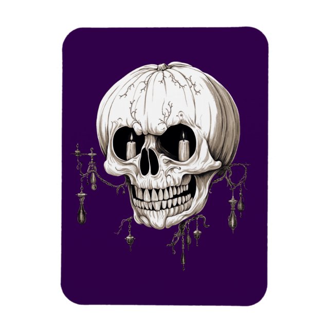 Gruseliger Halloween-Schmelzschädel mit Fledermaus Magnet (Vertikal)
