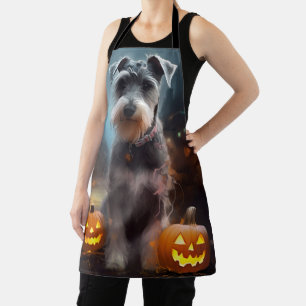 Gruseliger Halloween-Schnauzer mit Kürbissen Schürze