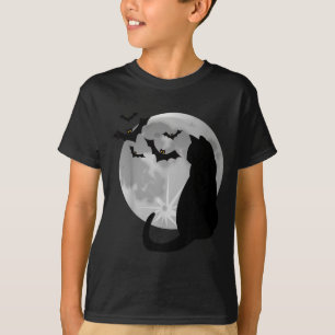 Gruseliger Halloween-Schwarzer-Katzen-Kostüm Flede T-Shirt