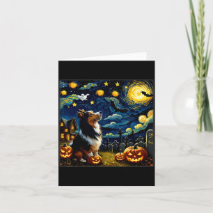 Gruseliger Halloween Sheltie Hund Sternennacht Karte