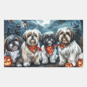 Gruseliger Halloween-Shih-Tzu Rechteckiger Aufkleber