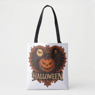 Gruseliger Halloween-Shoulder-Tote-Bag mit All-Ove Tasche