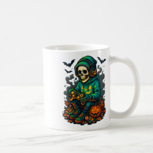 Gruseliger Halloween-Skelett-Gamer Lustiges Video- Kaffeetasse
