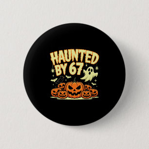 Gruseliger Halloween-Skelett-Spuk Sechs Sieben Zah Button
