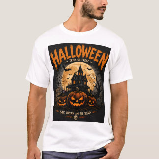 Gruseliger Halloween-Spukhaus-Schreckensnacht-Stre T-Shirt