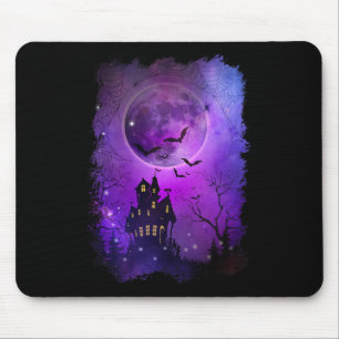 Gruseliger Halloween-Spukhaus-Ts und Blutmond-S Mousepad