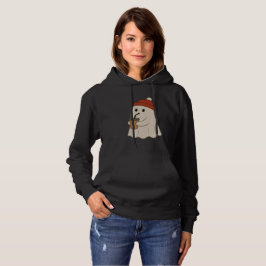 Gruseliger Halloween süßer weißer Geist mit roter Hoodie