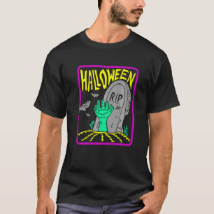 Gruseliger Halloween untoter Zombie Grabstein Illu T-Shirt