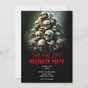 Gruseliger Haufen schreiender Schädel Halloween-Pa Einladung