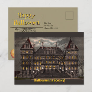 Gruseliger Herrenhaus Halloween-Grußkarte Postkarte