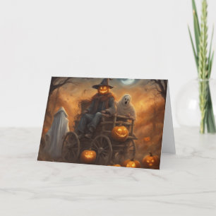 Gruseliger Heuwagen Halloween-Spaß Karte