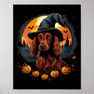 Gruseliger Irischer Setter Hund Hexe Halloween V-A Poster