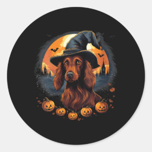 Gruseliger Irischer Setter Hund Hexe Halloween V-A Runder Aufkleber