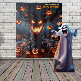 Gruseliger Jack-o'-Lantern-Baum Halloween-Hängedek Wandteppich